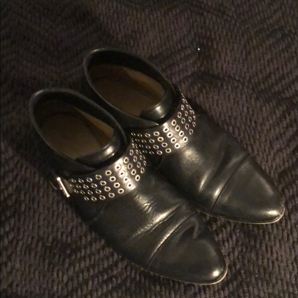 Black grommet strap booties